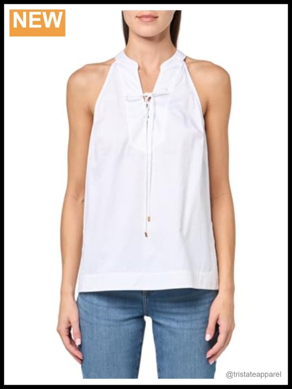 Trina Turk Solitario Halter Top White Lace Up Blouse